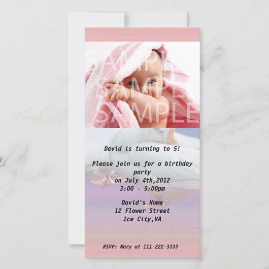 invitation à une fête d'anniversaire (Devant)
