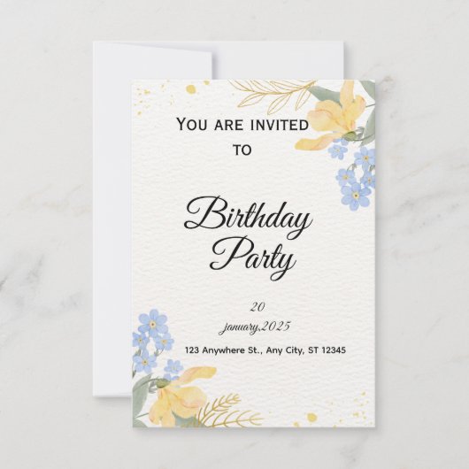 Invitation à une fête d'anniversaire (Devant)