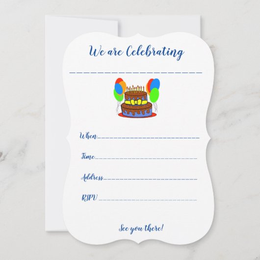 Invitation à une fête d'anniversaire (Dos)