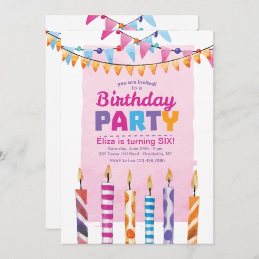 Invitation à une fête d'anniversaire (Devant / Derrière)