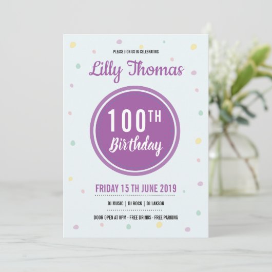 Invitation à une fête d'anniversaire (Debout devant)