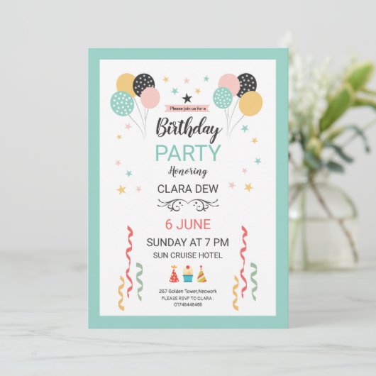 Invitation à une fête d'anniversaire (Debout devant)