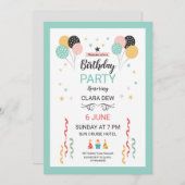 Invitation à une fête d'anniversaire (Devant / Derrière)