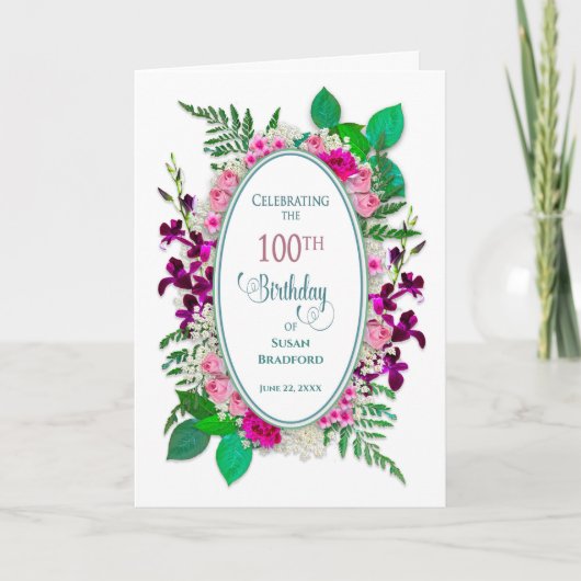 Invitation à une fête d'anniversaire 100 ans, oval (Devant)