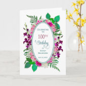 Invitation à une fête d'anniversaire 100 ans, oval (Fleur jaune)