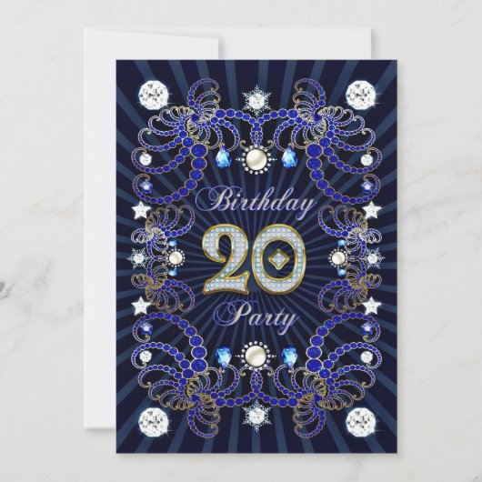 Invitation à une fête d'anniversaire 20 ans avec d (Devant)