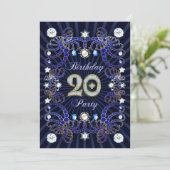 Invitation à une fête d'anniversaire 20 ans avec d (Debout devant)