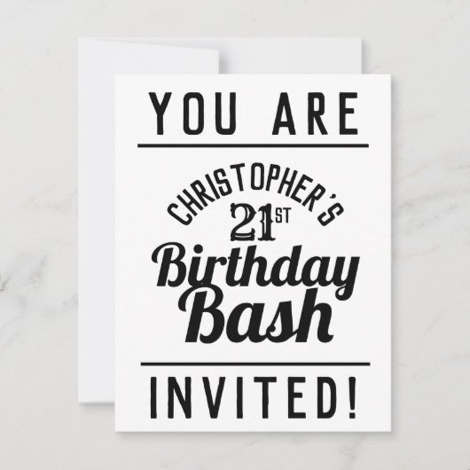 Invitation à une fête d'anniversaire 21 ans (Devant)