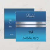 Invitation à une fête d'anniversaire 21 ans Bleue (Devant / Derrière)
