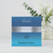 Invitation à une fête d'anniversaire 21 ans Bleue (Debout devant)