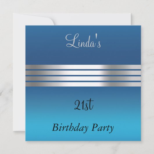 Invitation à une fête d'anniversaire 21 ans Bleue (Devant)