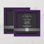 Invitation à une fête d'anniversaire 21 ans violet (Devant / Derrière)