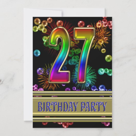 Invitation à une fête d'anniversaire 27 ans avec d (Devant)