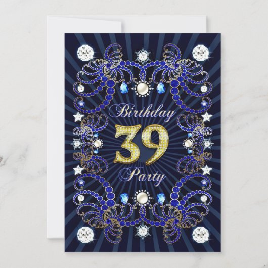 Invitation à une fête d'anniversaire 39 ans avec d (Devant)