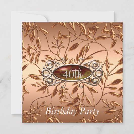 Invitation à une fête d'anniversaire 40 ans Feuill (Devant)