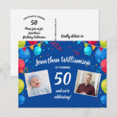 Invitation à une fête d'anniversaire 50 ans, 2 Pho (Devant / Derrière)
