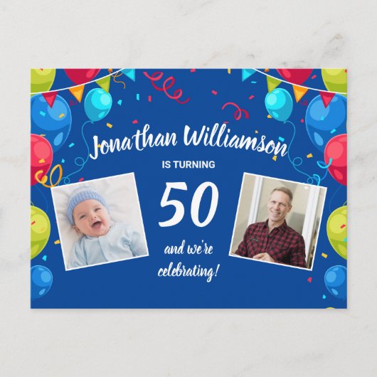 Invitation à une fête d'anniversaire 50 ans, 2 Pho (Devant)