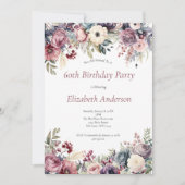 Invitation à une fête d'anniversaire 60 ans Fleurs (Devant)