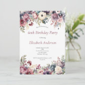 Invitation à une fête d'anniversaire 60 ans Fleurs (Debout devant)