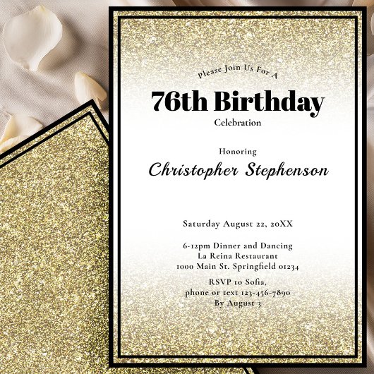 Invitation à une fête d'anniversaire 76 ans en noi