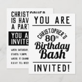 Invitation à une fête d'anniversaire 80 ans (Devant / Derrière)