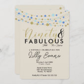 Invitation à une fête d'anniversaire 90 ans, bleu  (Devant / Derrière)