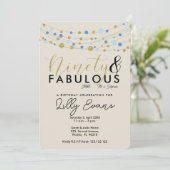 Invitation à une fête d'anniversaire 90 ans, bleu  (Debout devant)