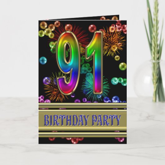 Invitation à une fête d'anniversaire 91 ans (Devant)