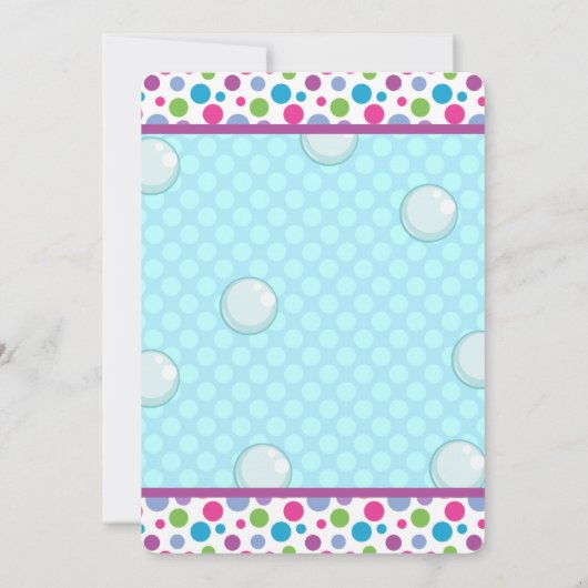 Invitation à une fête d'anniversaire à bulles - Fê (Dos)