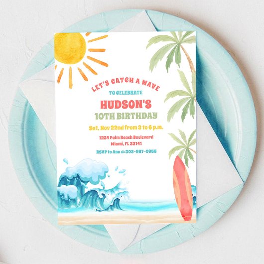 Invitation à une fête d'anniversaire à la plage
