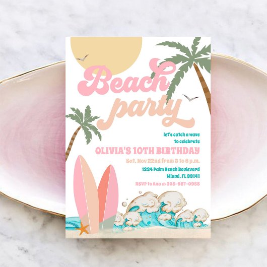 Invitation à une fête d'anniversaire à la plage