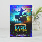 Invitation à une fête d'anniversaire à tambour néo (Debout devant)
