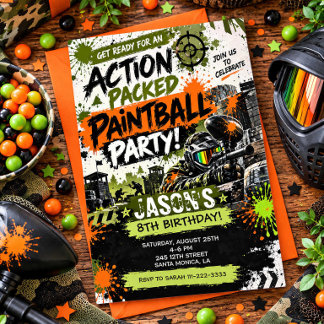 Invitation à une fête d'anniversaire Action Paintb