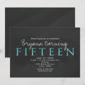 Invitation à une fête d'anniversaire Aqua Blue & G (Devant / Derrière)