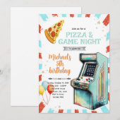 Invitation à une fête d'anniversaire arcade et piz (Devant / Derrière)