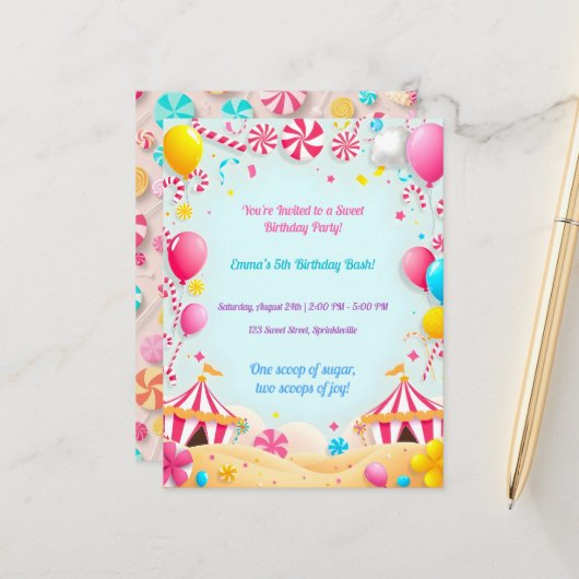 Invitation à une fête d'anniversaire au Carnaval d (Devant/Arrière en situation)