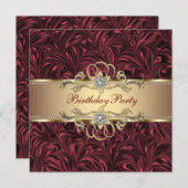 Invitation à une fête d'anniversaire au vin rouge  (Devant / Derrière)