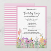 Invitation à une fête d'anniversaire aux fleurs sa (Devant / Derrière)