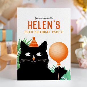 Invitation à une fête d'anniversaire avec chat noi
