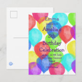 Invitation à une fête d'anniversaire avec des ball (Devant / Derrière)