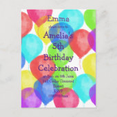 Invitation à une fête d'anniversaire avec des ball (Devant)