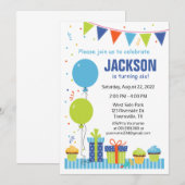 Invitation à une fête d'anniversaire avec des ball (Devant / Derrière)
