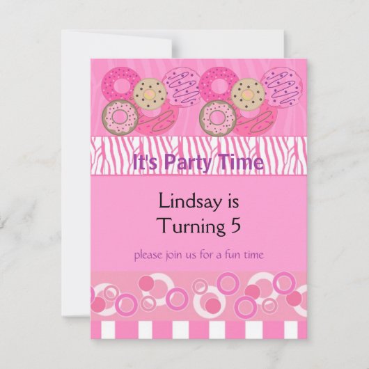 Invitation à une fête d'anniversaire avec donut ro (Devant)