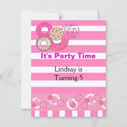 Invitation à une fête d'anniversaire avec donut ro (Devant)