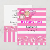 Invitation à une fête d'anniversaire avec donut ro (Devant / Derrière)