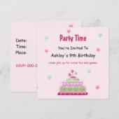 Invitation à une fête d'anniversaire avec gâteau (Devant / Derrière)