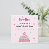 Invitation à une fête d'anniversaire avec gâteau (Debout devant)