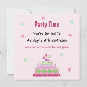 Invitation à une fête d'anniversaire avec gâteau