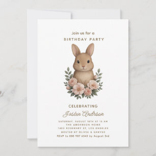 Invitation à une fête d'anniversaire avec lapin et