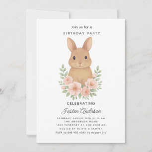 Invitation à une fête d'anniversaire avec lapin et